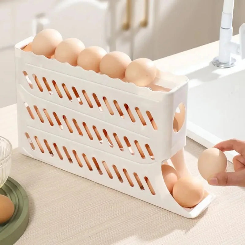 Refrigerator Egg Storage Box, Automatic Scrolling Egg Holder