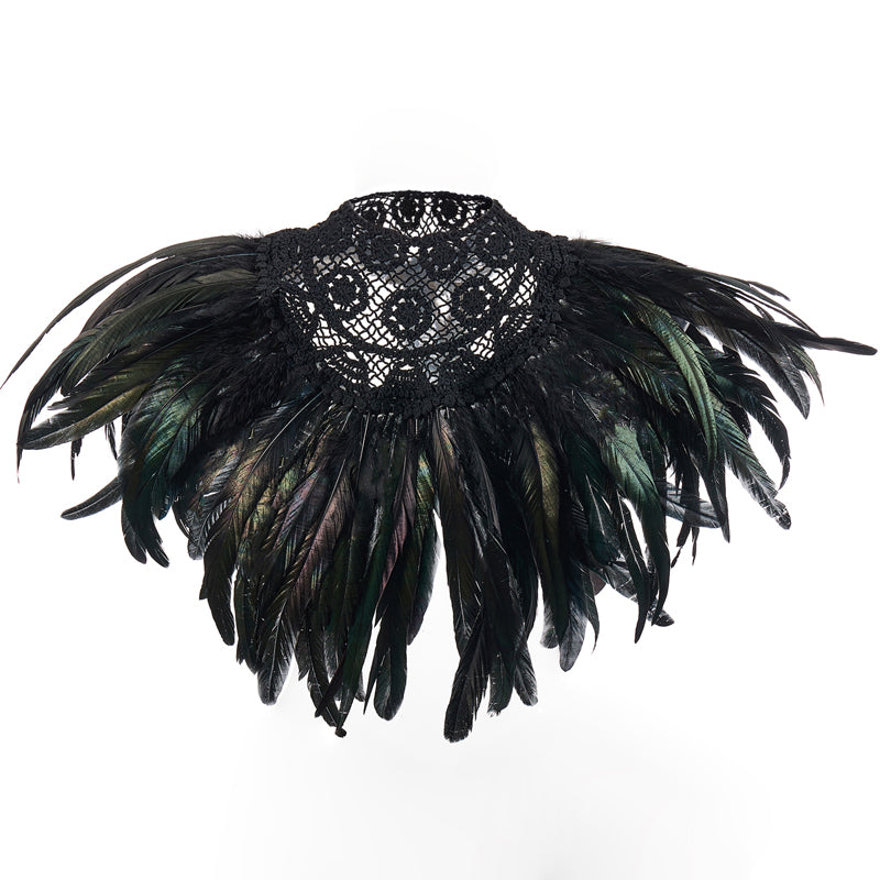 Women's Glam Natural Feather Cape