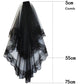 Women's Two-Tier Bridal Wedding Veil with Gothic Edge and Embroidery