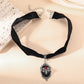 Dark Cross Gothic Vampire Cameo Pendant, Velvet Choker Necklace, Multi Designs