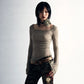 Women's Grunge Aesthetic Knitted Top with Spine Design