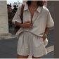 Cotton Linen Women's Two-Piece Summer Shorts Set, Plus Sizes