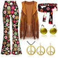 Complete Outfit, Hippie Disco 60s 70s Cosplay Costume in Floral Pink or Brown