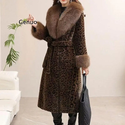 Women's Luxury Faux Mink Fur Coat with Contrast Collar, Multi Colours