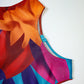 Vireous Floral Abstract Print Tank Dress, Sleeveless Evening Dress, Plus Sizes