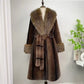 Women's Luxury Faux Mink Fur Coat with Contrast Collar, Multi Colours