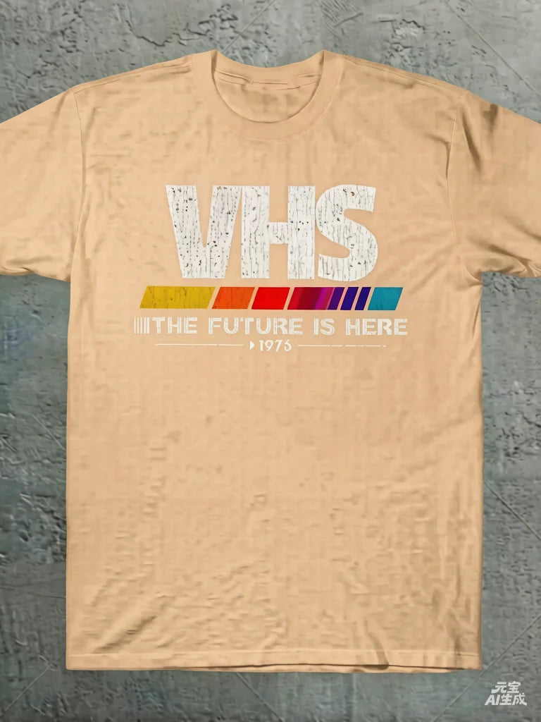 Vintage 'VHS The Future Is Here' T-Shirt, Philosophical 1970s Throwback