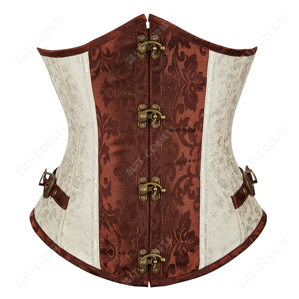Women's Steampunk Faux-Leather Underbust Corset in Brown