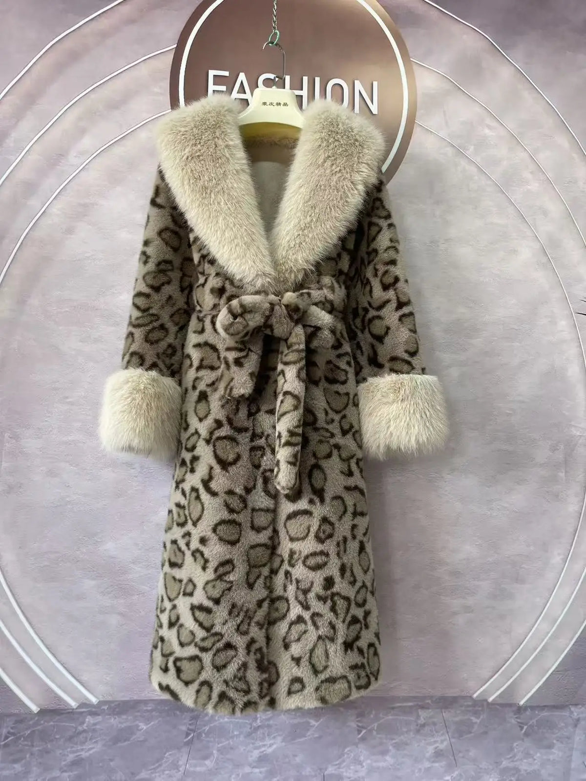 Women's Luxury Faux Mink Fur Coat with Contrast Collar, Multi Colours