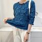 Miyake Embroidered Hand-Pleated Women's Round-Neck Top