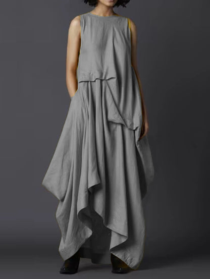Summer Layered Pockets Dress, Fashion Casual Loose Tank Dress, Plus Sizes