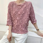 Miyake Embroidered Hand-Pleated Women's Round-Neck Top