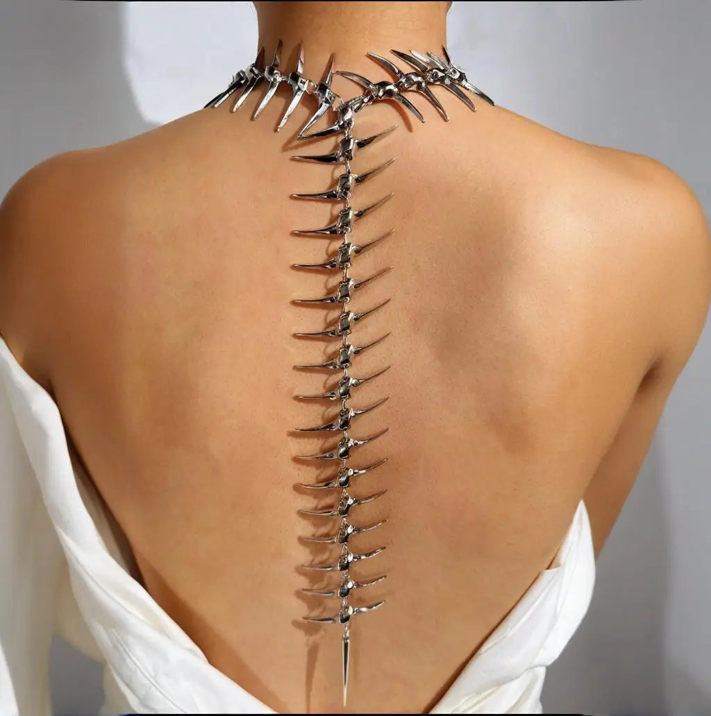 Dark Cross Edgy Niche Thorn Skeleton Necklace