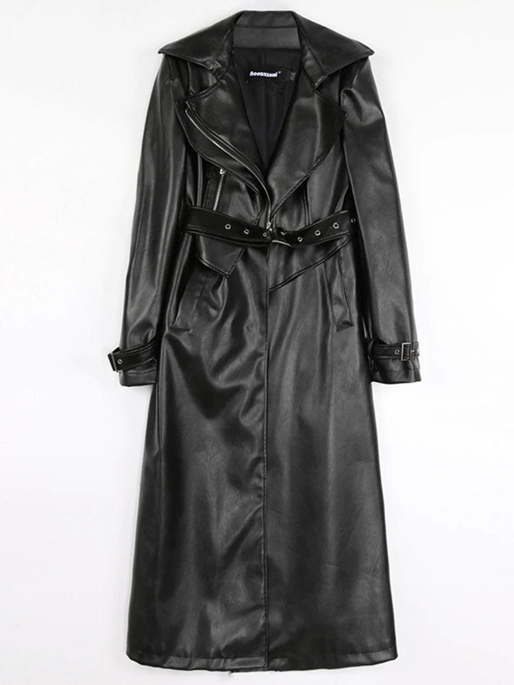 Nerazzurri Long White Leather Women's Coat, Catwalk Collection