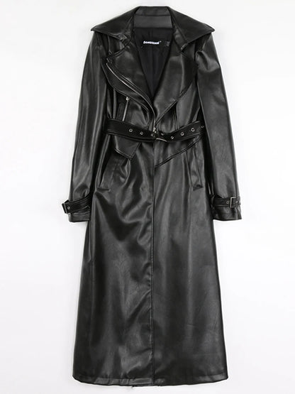 Nerazzurri Long White Leather Women's Coat, Catwalk Collection