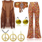 Complete Outfit, Hippie Disco 60s 70s Cosplay Fesitval Costume with Indian Tassels