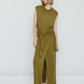 Vireous Women's Fashion Knitted Side-Knot Sleeveless Army Green Sweater