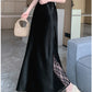 Vireous Satin Women's Long Skirt, Side Lace Patchwork