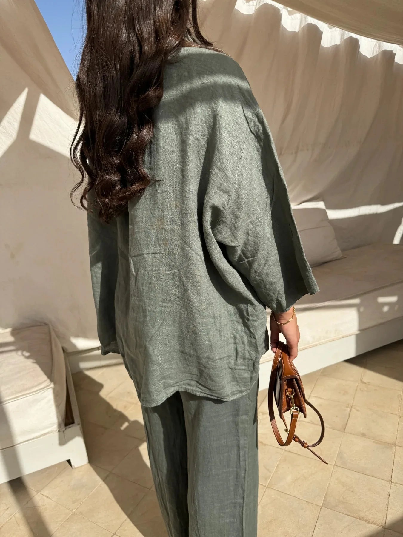 Simple Cotton Linen Women's Summer Pants Suit, Multi Colours