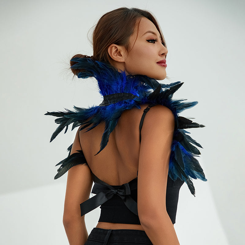 Women's Glam Natural Feather Cape