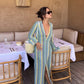Vireous Crochet Colourful Women's Stripe Maxi Dress