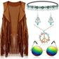Complete Outfit, 60s 70s Hippie Disco Peace Love Costume with Cowgirl Vest Top
