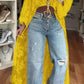 Vireous Lace Floral Extra-Long Shirt Top, High Neck Overwear