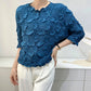 Miyake Embroidered Hand-Pleated Women's Round-Neck Top