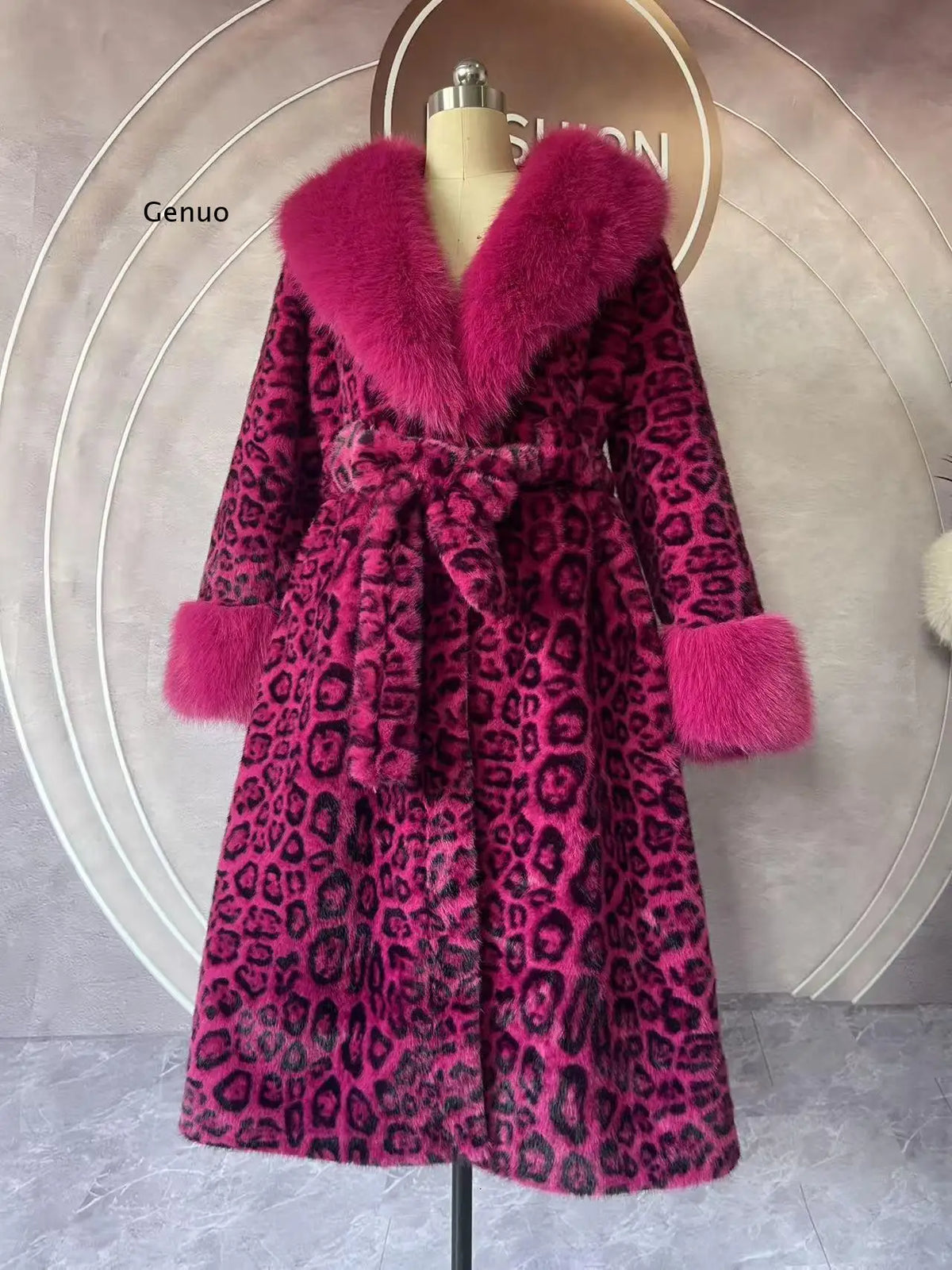 Women's Luxury Faux Mink Fur Coat with Contrast Collar, Multi Colours