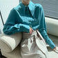 Vireous Long-Sleeve Peter Pan-Collar Blouse, Spring and Autumn Style