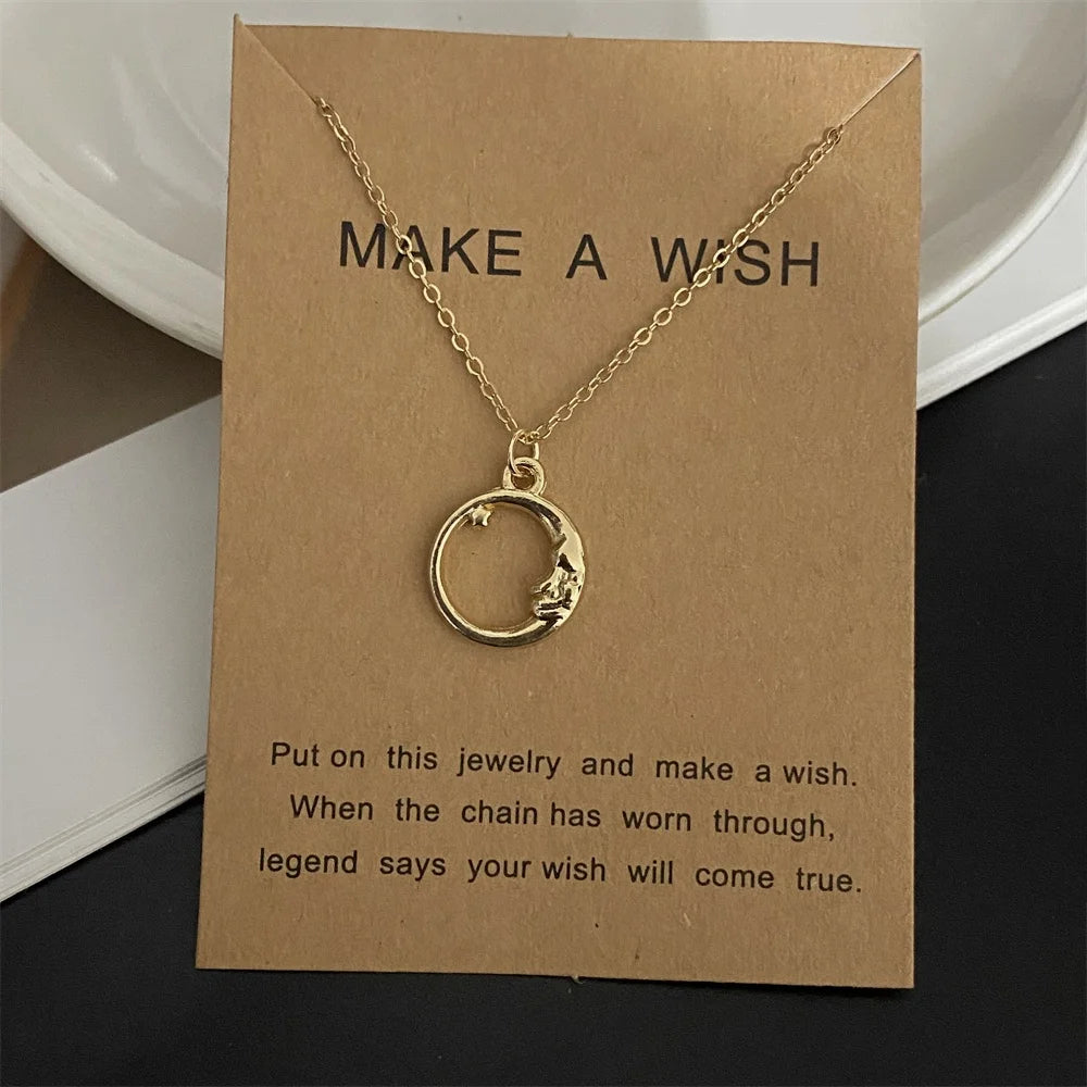 Moon Star Pendant Necklace, Multi Designs