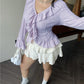Vireous Elegant French Ruffle Flared-Sleeve Blouse, Plus Sizes