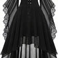 Dark Cross Witch Dress, Halloween Goth Mesh Sleeves Costume Dress, Plus Sizes