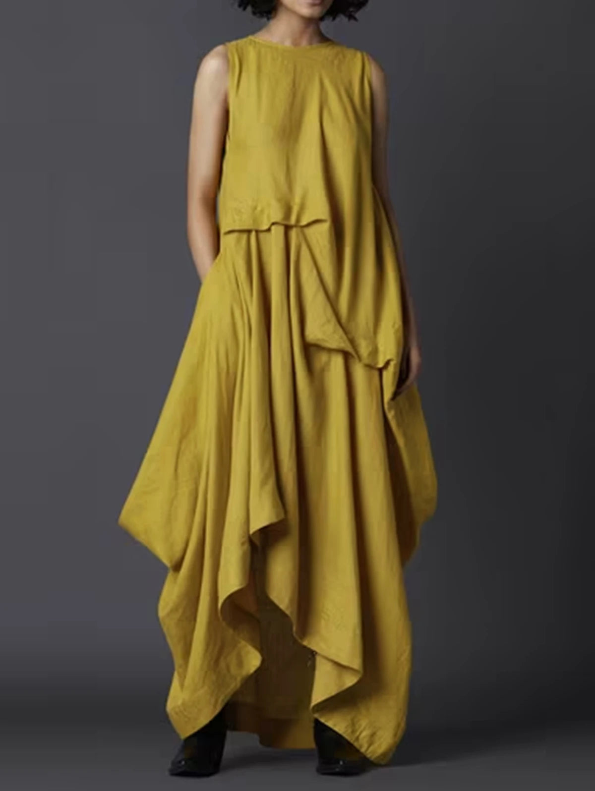 Summer Layered Pockets Dress, Fashion Casual Loose Tank Dress, Plus Sizes