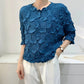 Miyake Embroidered Hand-Pleated Women's Round-Neck Top