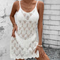 Solid Pointelle Knit Strap Summer White Dress