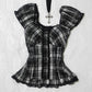 Dark Cross Classic Punk Emo Plaid Vintage Smock Top with Matching Skirt
