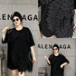 Loose Summer Glam Feather Short-Sleeve Women's Short Dress