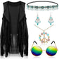 Complete Outfit, 60s 70s Hippie Disco Peace Love Costume with Cowgirl Vest Top