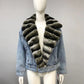 Women's Real Fox Fur Luxury Denim Short Coat