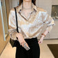 Vireous Women's Shiny Stretch Shirt, Spring and Autumn Collection