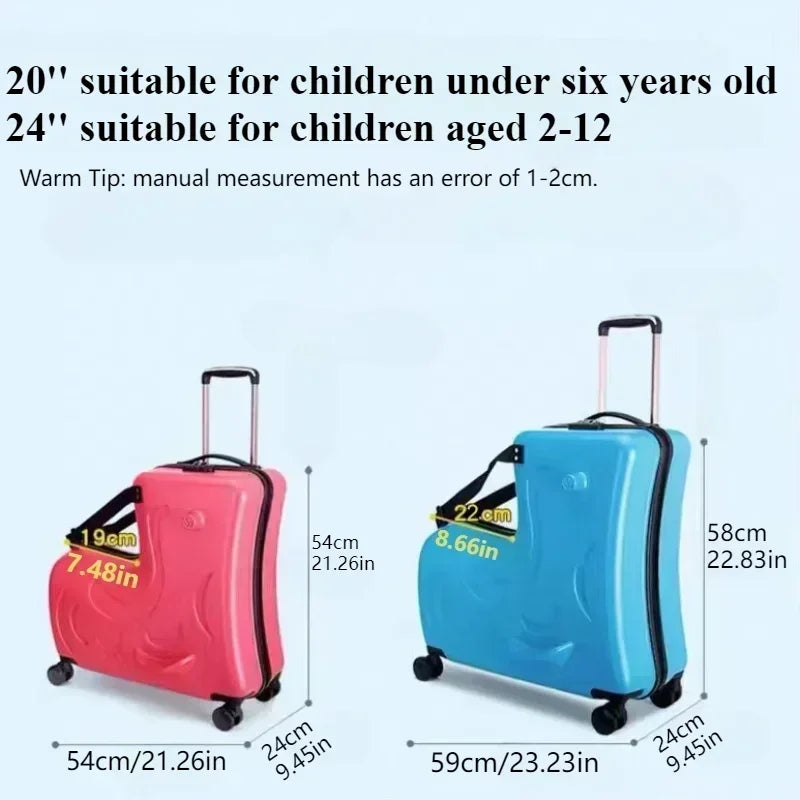 Kids Scooter Suitcase, Riding Luggage with 360-Degree Swivel Wheels