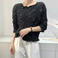 Miyake Embroidered Hand-Pleated Women's Round-Neck Top