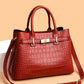 Large Capacity London-Design Crocodile Leather Vintage Tote Handbag