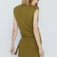 Vireous Women's Fashion Knitted Side-Knot Sleeveless Army Green Sweater