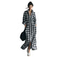 Vireous Bold Gingham Long Dress, Vacation Dress with Pockets
