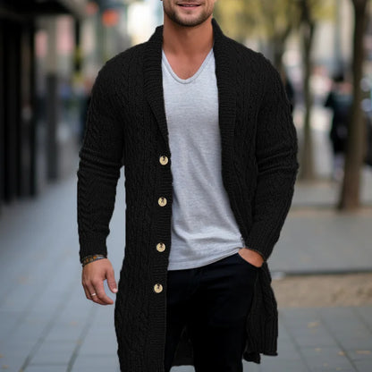 Vireous Men's Very Long Cable Knit Sweater, Multi Colours