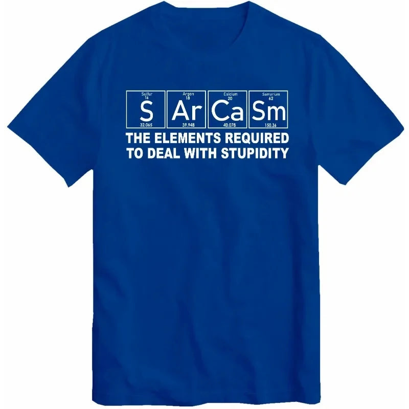 Funny 'Sarcasm Elements' Periodic Table T-Shirt, Science Chemistry Humour