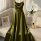 Vireous Pearl-Beaded Strap Satin Slip Retro Dress, Elegant Summer Evening Dress