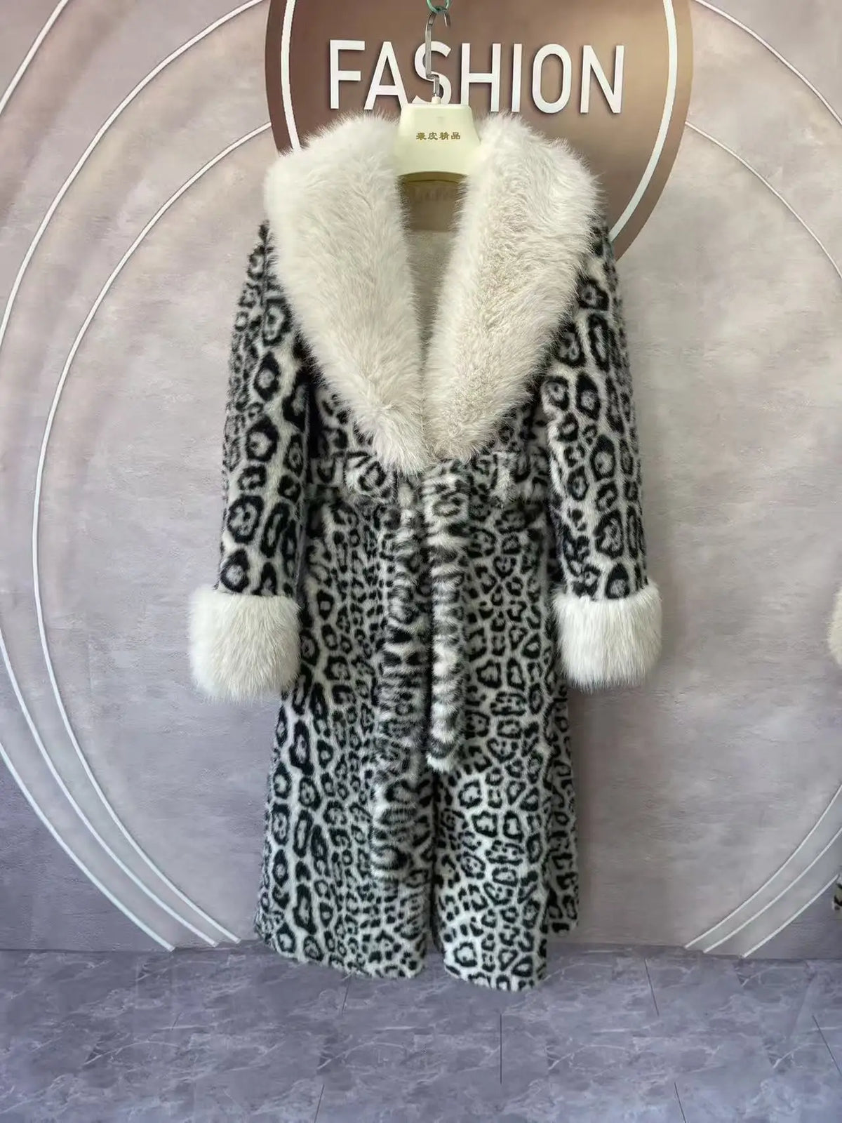 Women's Luxury Faux Mink Fur Coat with Contrast Collar, Multi Colours